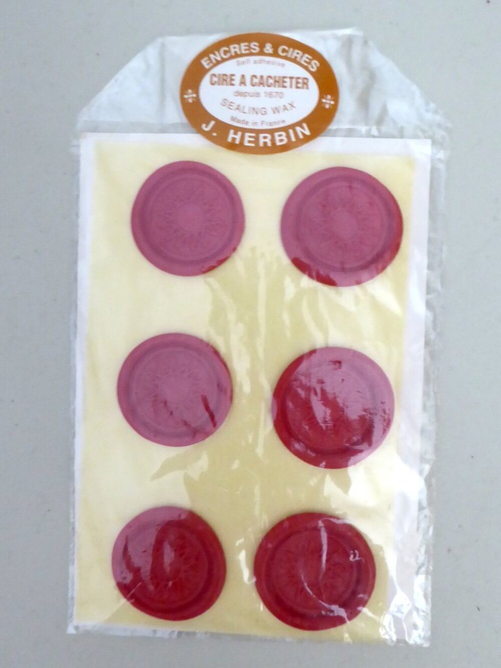 NEW FRENCH SELF ADHESIVE RED SUN WAX SEAL STATIONERY SCRAPBOOKING